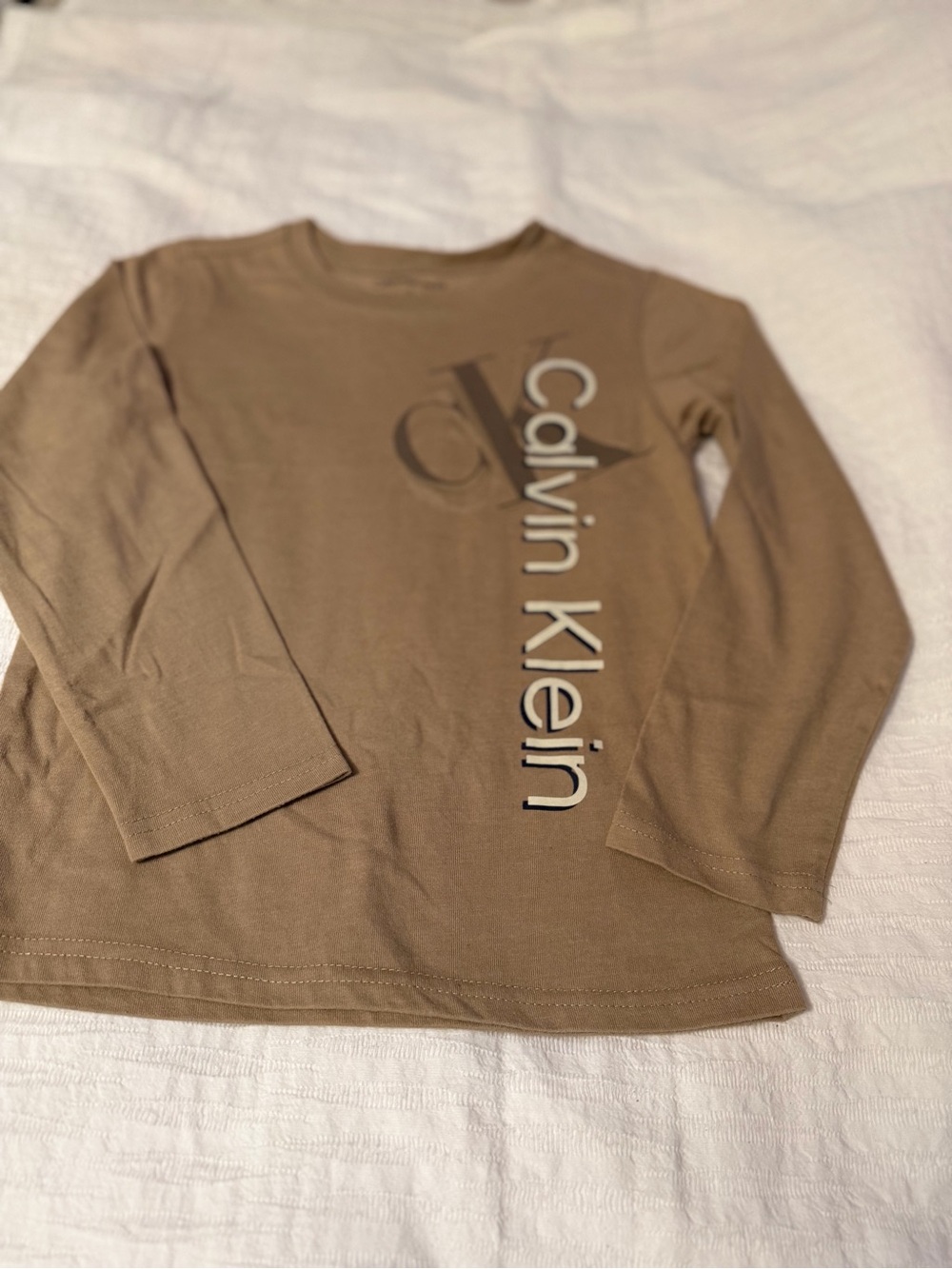 Calvin Klein Jeans Kids Brown Long Sleeve Logo Shirt Size 6